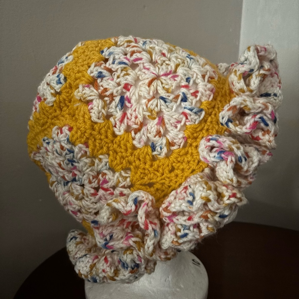 Colorful Crochet Ruffled Hat